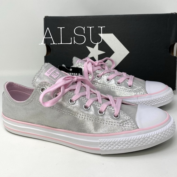 Converse Shoes - Converse Ctas Canvas Low Top Mouse Silver Pink K/W
